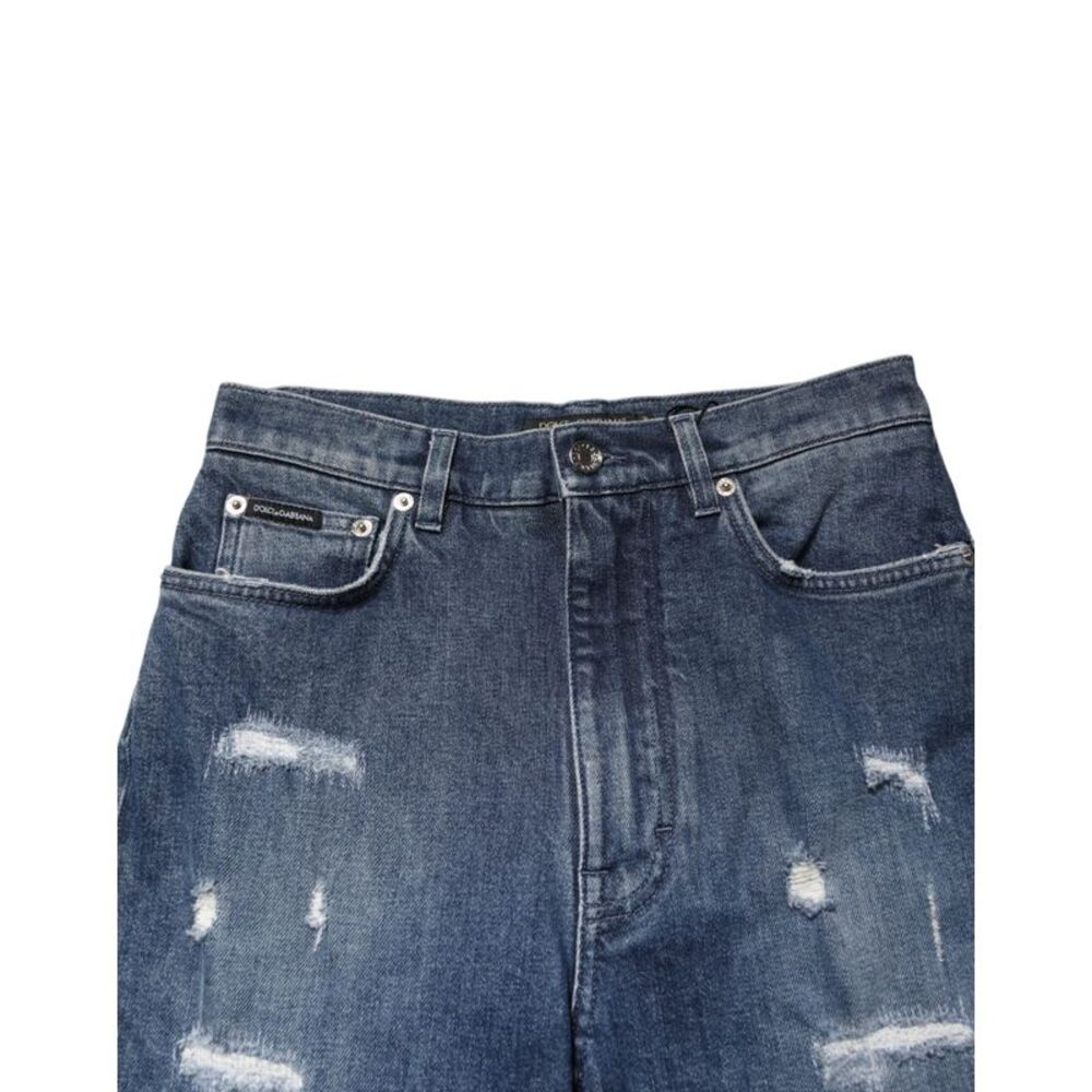 Dolce & Gabbana Blue Distressed Washed Logo GRACE Denim Women's Jeans